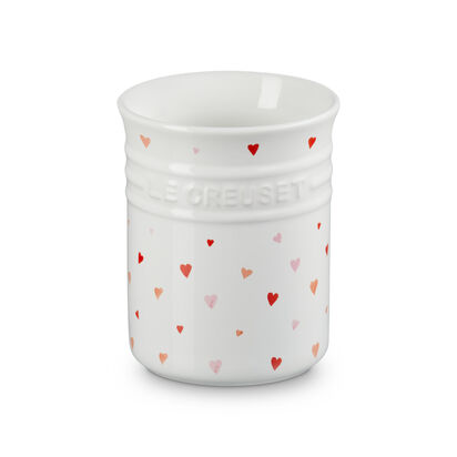 Utensil Crock 1L with Heart Decal White