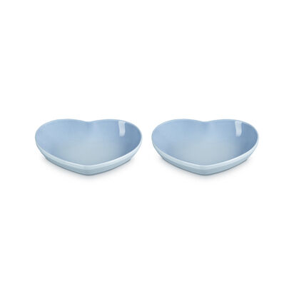 Set of 2 Medium Heart Dishes 22cm Coastal Blue image number 0