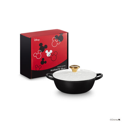 Mickey Mouse 琺瑯鑄鐵深炒鍋 18厘米 Cotton/Matt Black