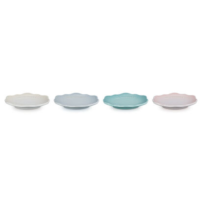 Fleur Lace Set of 4 Mini Round Plate 12cm Meringue/Silver Blue/Sage/Shell Pink image number 2