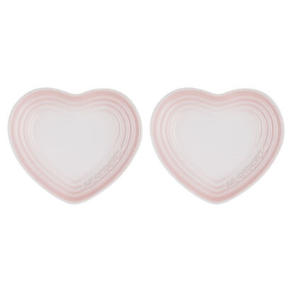 Set of 2 Small Heart Plates Shell Pink