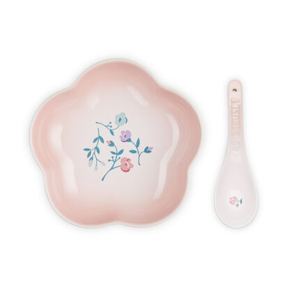 Petite Fleur Flower Dish with Spoon Set 16cm Shell Pink image number 0