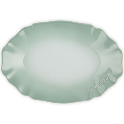 Elegant Frill Oval Plate 32cm Water Green image number 0