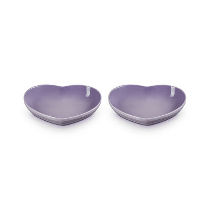 Set of 2 Medium Heart Dishes 22cm Bluebell Purple image number 0