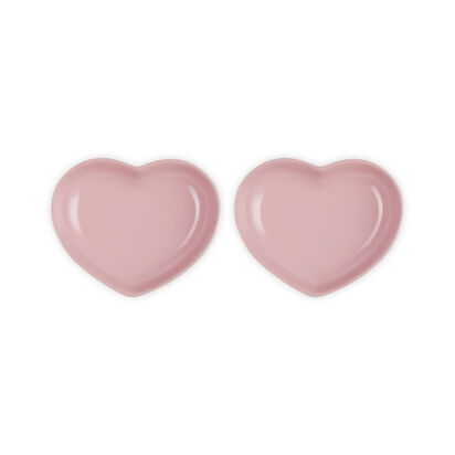 Set of 2 Medium Heart Dishes 22cm Satin Pink image number 3