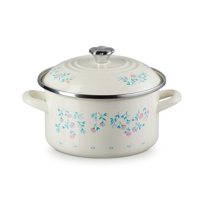 Petite Fleur Enamel On Steel Casserole (Flower Knob)