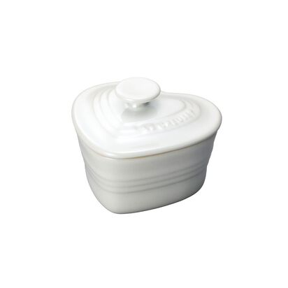 Small Heart Ramekin with Lid Pearlized White