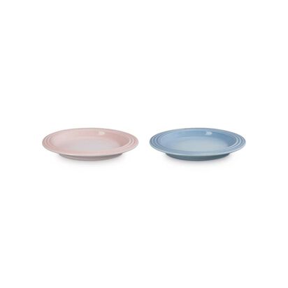 陶瓷圓形碟 2件裝 18厘米 (Shell Pink/Coastal Blue)