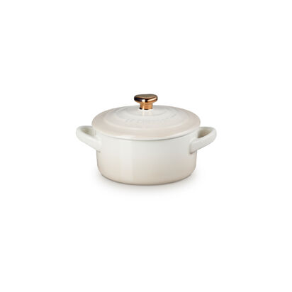 迷你陶瓷圓形小鍋子(金色心型鍋蓋頭) 10厘米 Meringue