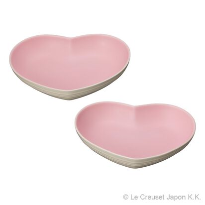 Set of 2 Medium Heart Dishes 22cm Satin Pink image number 0