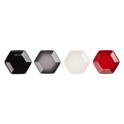 Set of 4 Hexagon Sauce Plate 9.5cm