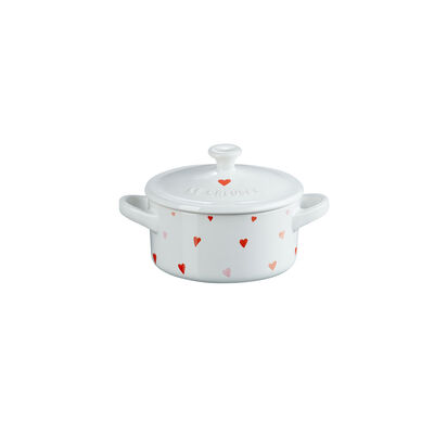 Mini Round Cocotte with Heart Decal Hearts