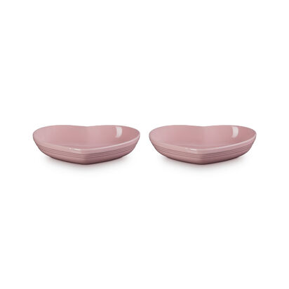 Set of 2 Medium Heart Dishes 22cm Powder Pink image number 1