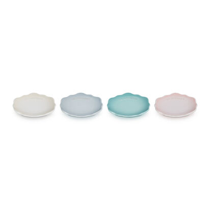 Fleur Lace Set of 4 Mini Round Plate 12cm Meringue/Silver Blue/Sage/Shell Pink image number 0