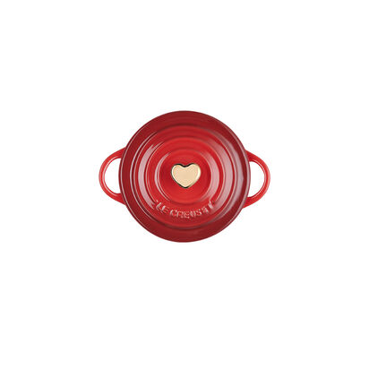 Mini Round Cocotte with Heart Gold Knob 10cm Cerise image number 3