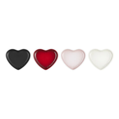 Set of 4 Heart Sphere Plate 17cm Matte Black/ Cerise/ Shell Pink/ Meringue image number 3