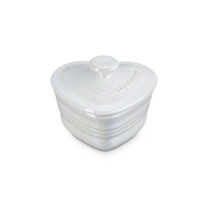 Small Heart Ramekin with Lid 180ml Pearlized White image number 0