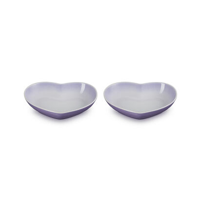 Set of 2 Medium Heart Dishes 22cm Powder Purple image number 0