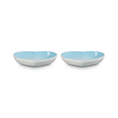 Set of 2 Heart Dishes 22cm Powder Blue image number 1