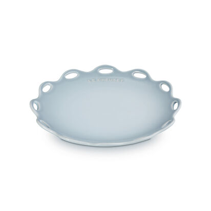 Fleur Lace Round Plate 25cm Silver Blue