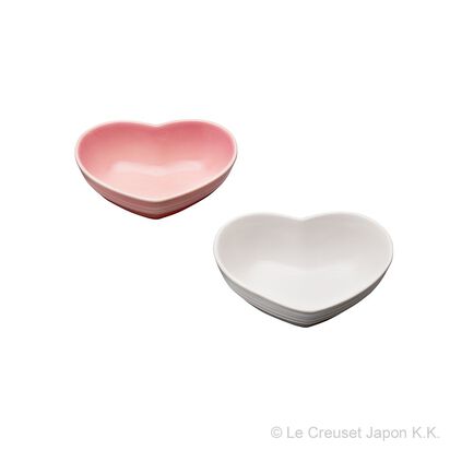 Set of 2 Small Heart Dishes 13cm Rose Quartz/White Luster image number 0