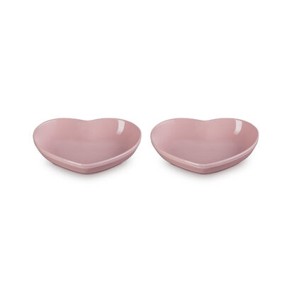 Set of 2 Medium Heart Dishes 22cm Powder Pink image number 0