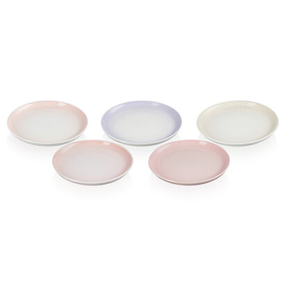 Set of 5 Sphere Plate 17cm Shell Pink/Powder Pink/Powder Purple/Milky Pink/Meringue image number 1