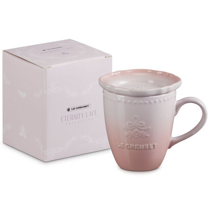 Eternity Lace Mug with Lid 330ml Shell Pink