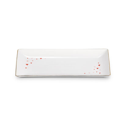 Rectangular Tray with Heart Decal 28cm White image number 1