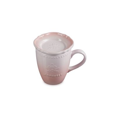 Eternity Lace Mug with Lid 330ml Shell Pink image number 1