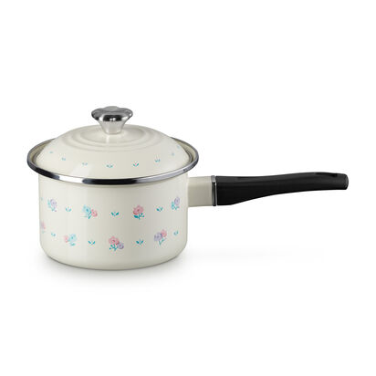 Petite Fleur Enamel On Steel Sauce Pan 16cm Cream (Flower Knob) image number 0