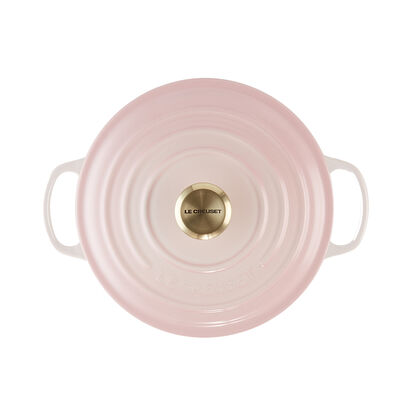 圓形琺瑯鑄鐵鍋 20厘米 Shell Pink (淺金色鍋蓋頭) image number 3