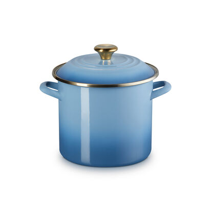 Enamel On Steel Stockpot 7.6L Chambray (Gold Knob)