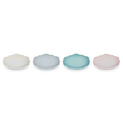 Fleur Lace Set of 4 Mini Round Plate 12cm Meringue/Silver Blue/Sage/Shell Pink image number 1
