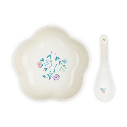 Petite Fleur Flower Dish with Spoon Set 16cm Meringue image number 0