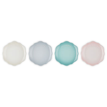 Fleur Lace Set of 4 Mini Round Plate 12cm Meringue/Silver Blue/Sage/Shell Pink image number 0