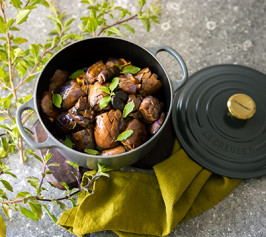 Fried Eggplant with Black Garlic & Basil